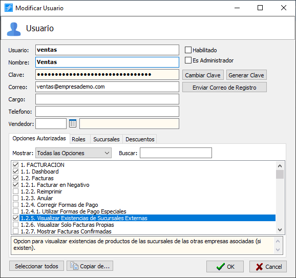 Gestión de usuarios ERP