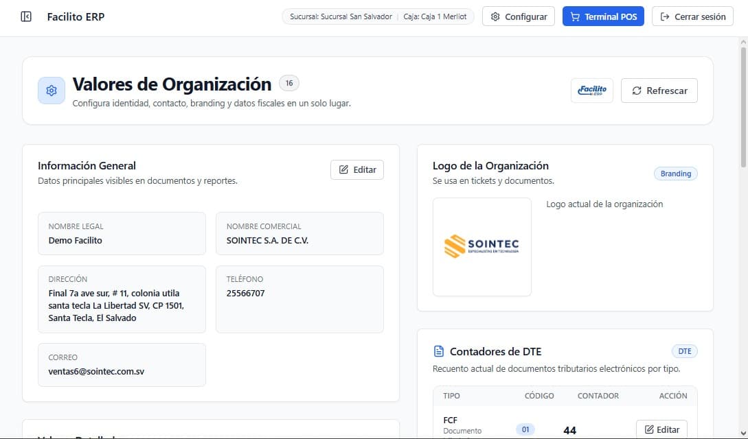 Organización Facilito ERP