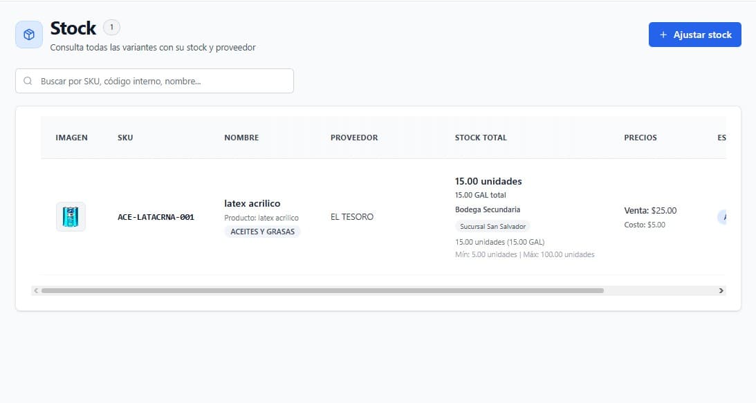 Módulo de inventario Facilito ERP